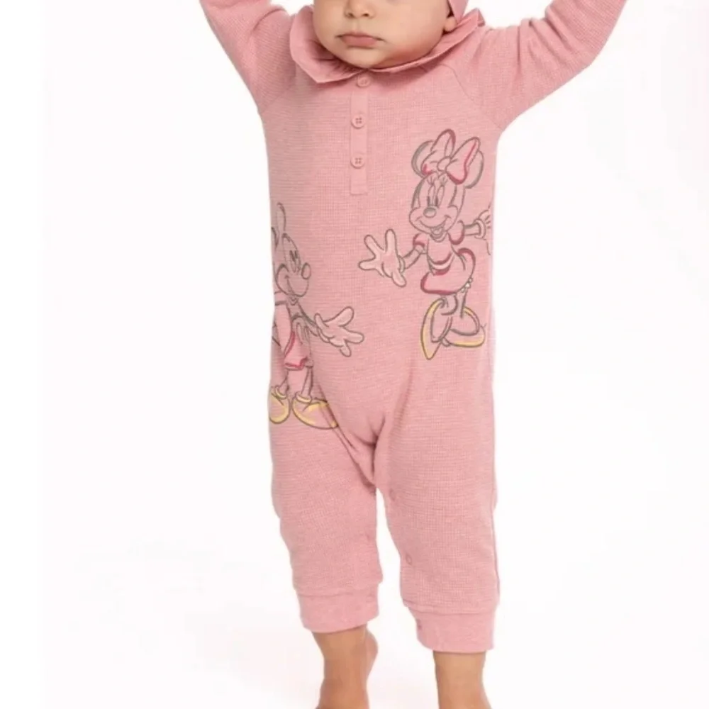 Disney Baby Girl Mickey Minnie Mouse Romper Waffle Cotton Snap Legs Pink: 24m
